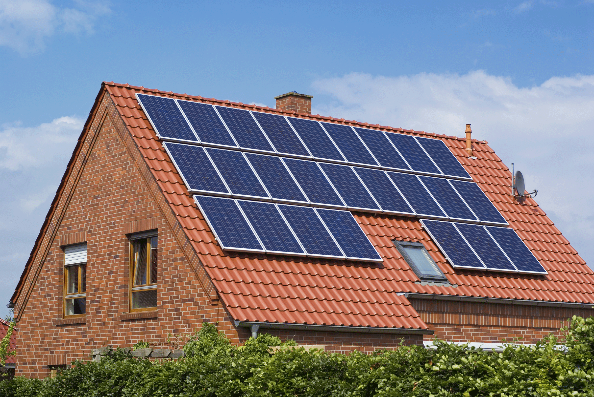 solar panels on roof