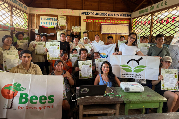 In 2025, Dr. Rosa Vásquez Espinoza, along with members of Amazon Research International and Earth Law Center, held a number of workshops on the Rights of Nature, particularly on their efforts to have the Peruvian government declare rights for stingless bees in the Amazon, alongside the Asháninka community. (Photo: Teresa Tomassoni, Inside Climate News)